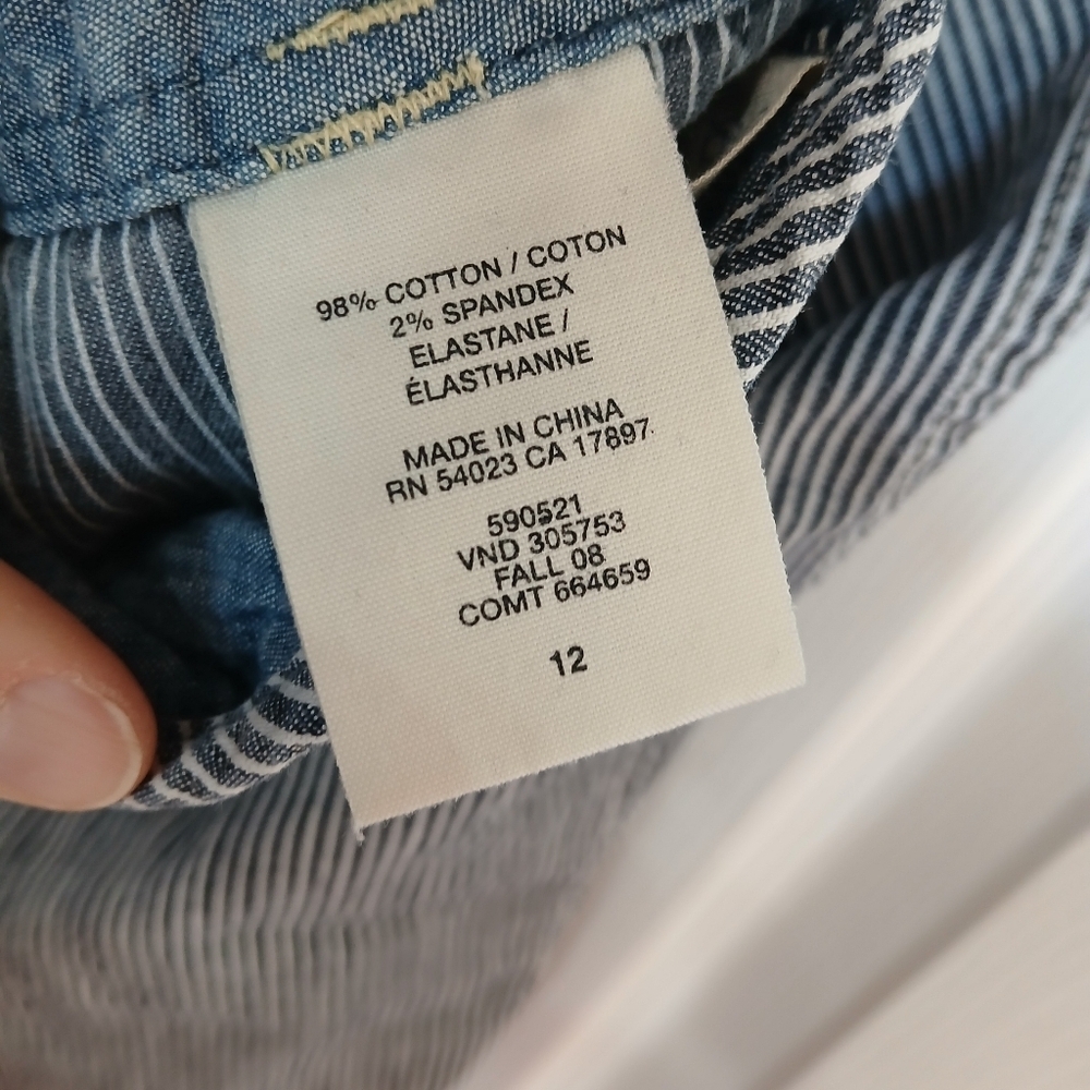 GAP Navy and White Striped Pencil Skirt Denim Coastal Grandma Beach Casual Prep - Picture 7 of 7